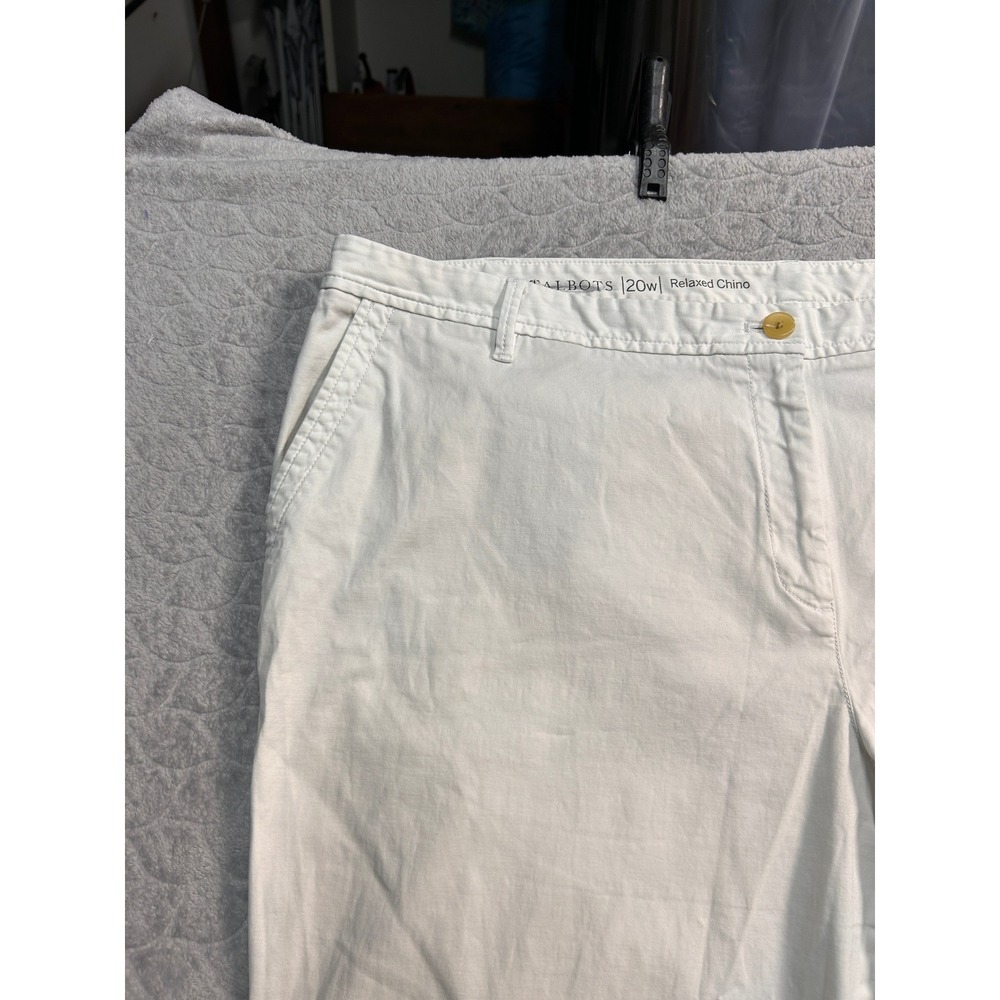 Talbots Womens 20W Relaxed Chino‎ Pants White Cotton Spandex Blend